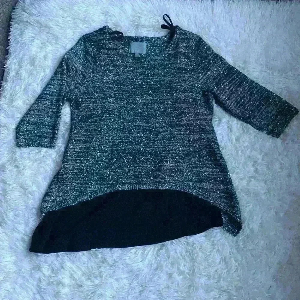 Skies Are Blue Twofer Top.  Gray and black and white.  Size medium. Dressy.